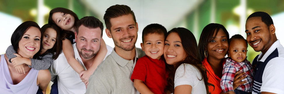 Various families smiling